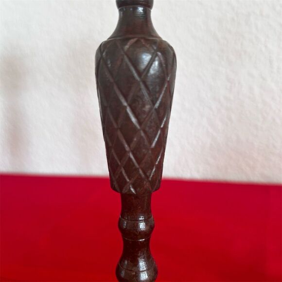 Palm Tree Brass & Wood Taper Candle Holders Set of 2 Vintage Decor - Picture 3 of 5